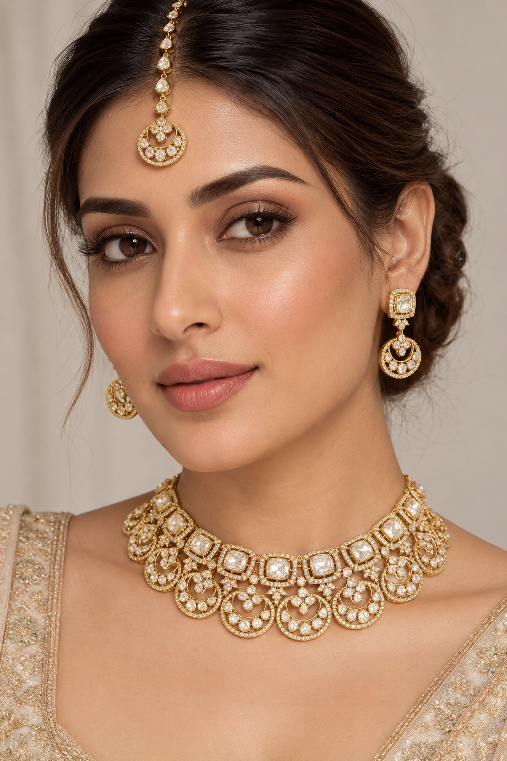 Rida Gold Finish Moissanite Bridal Set