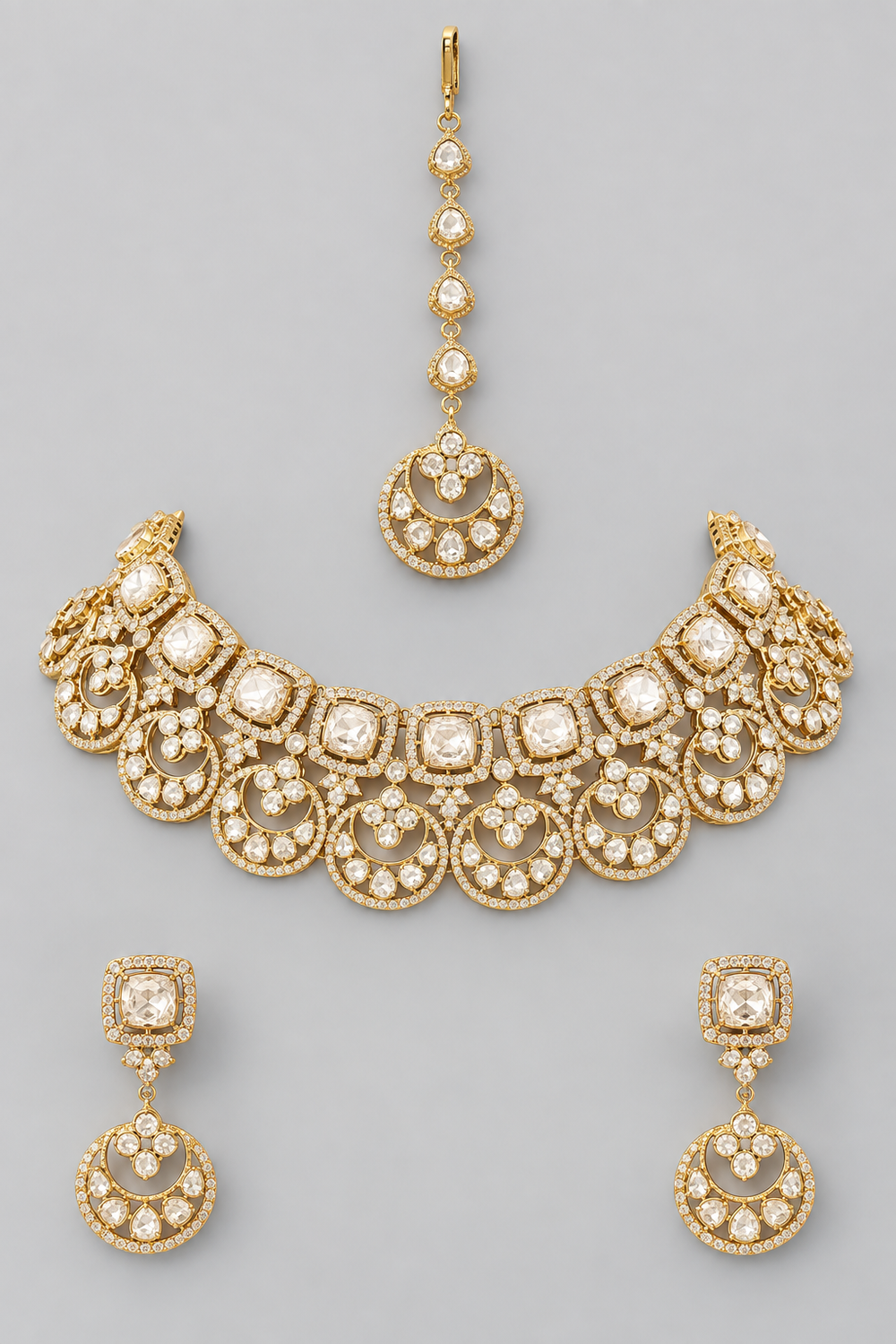 Rida Gold Finish Moissanite Bridal Set - alternate view