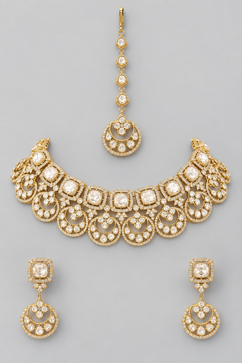 Rida Gold Finish Moissanite Bridal Set