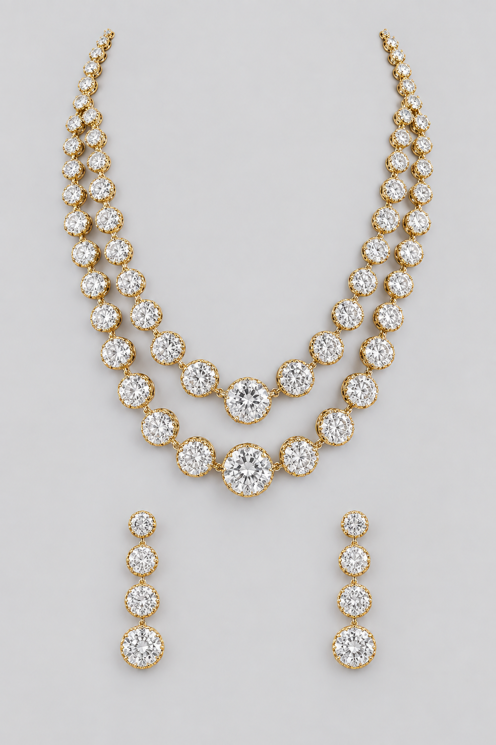 Inu White Finish American Diamond Long Set - alternate view