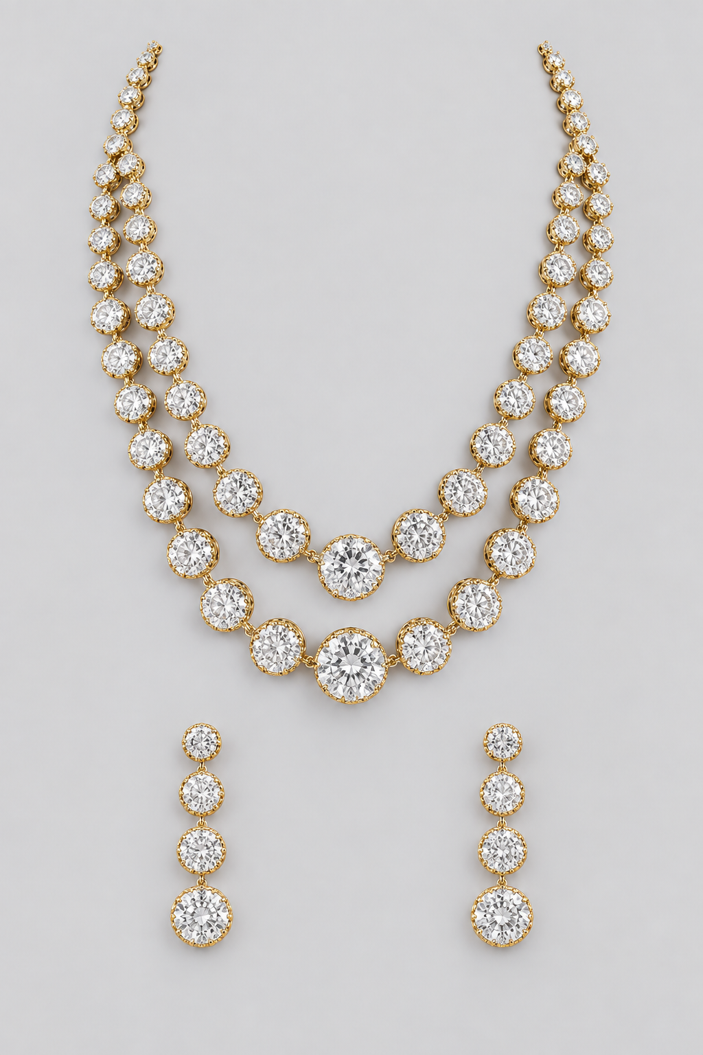 Inu White Finish American Diamond Long Set