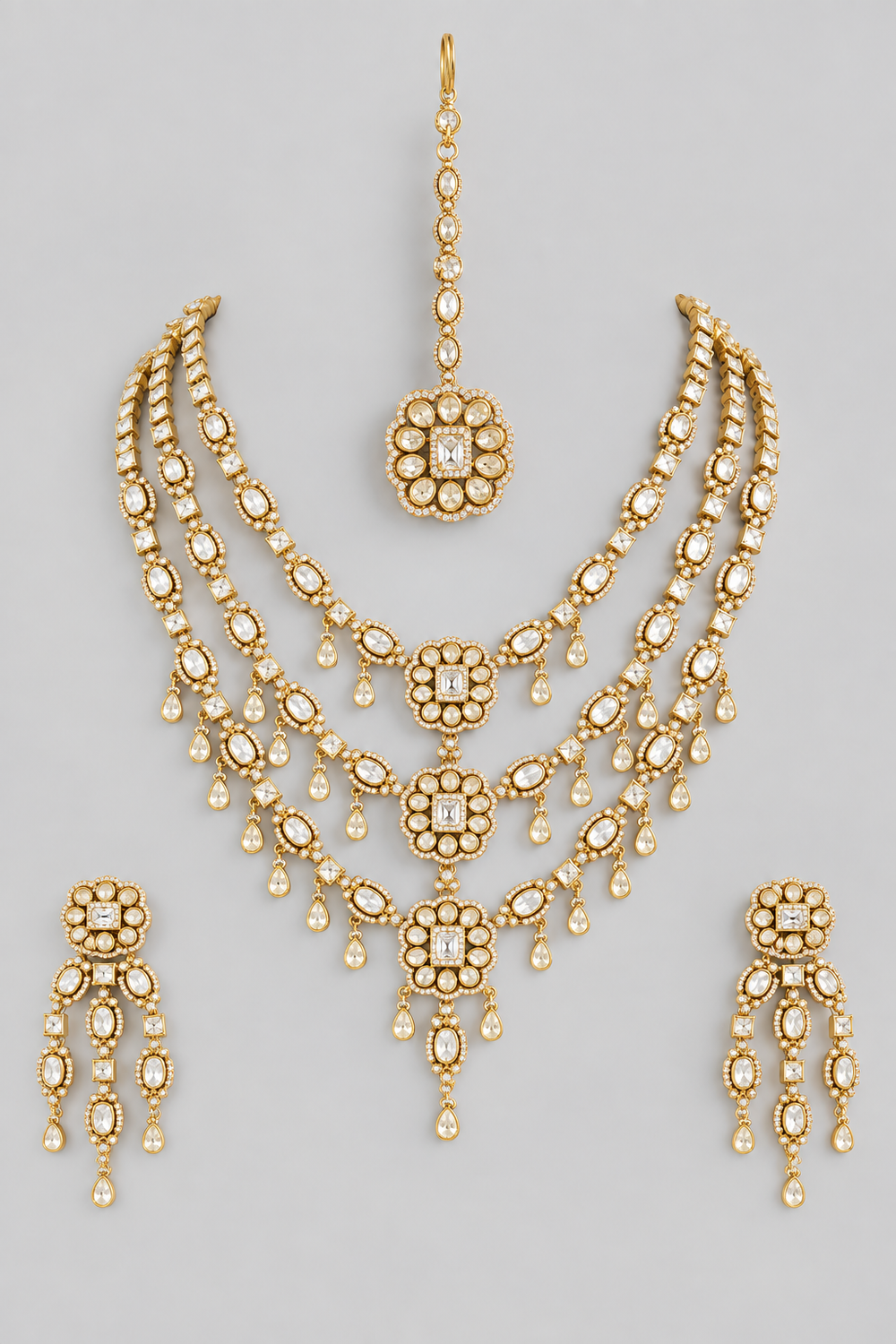 Fatiha Gold Finish Moissanite Bridal Set - alternate view