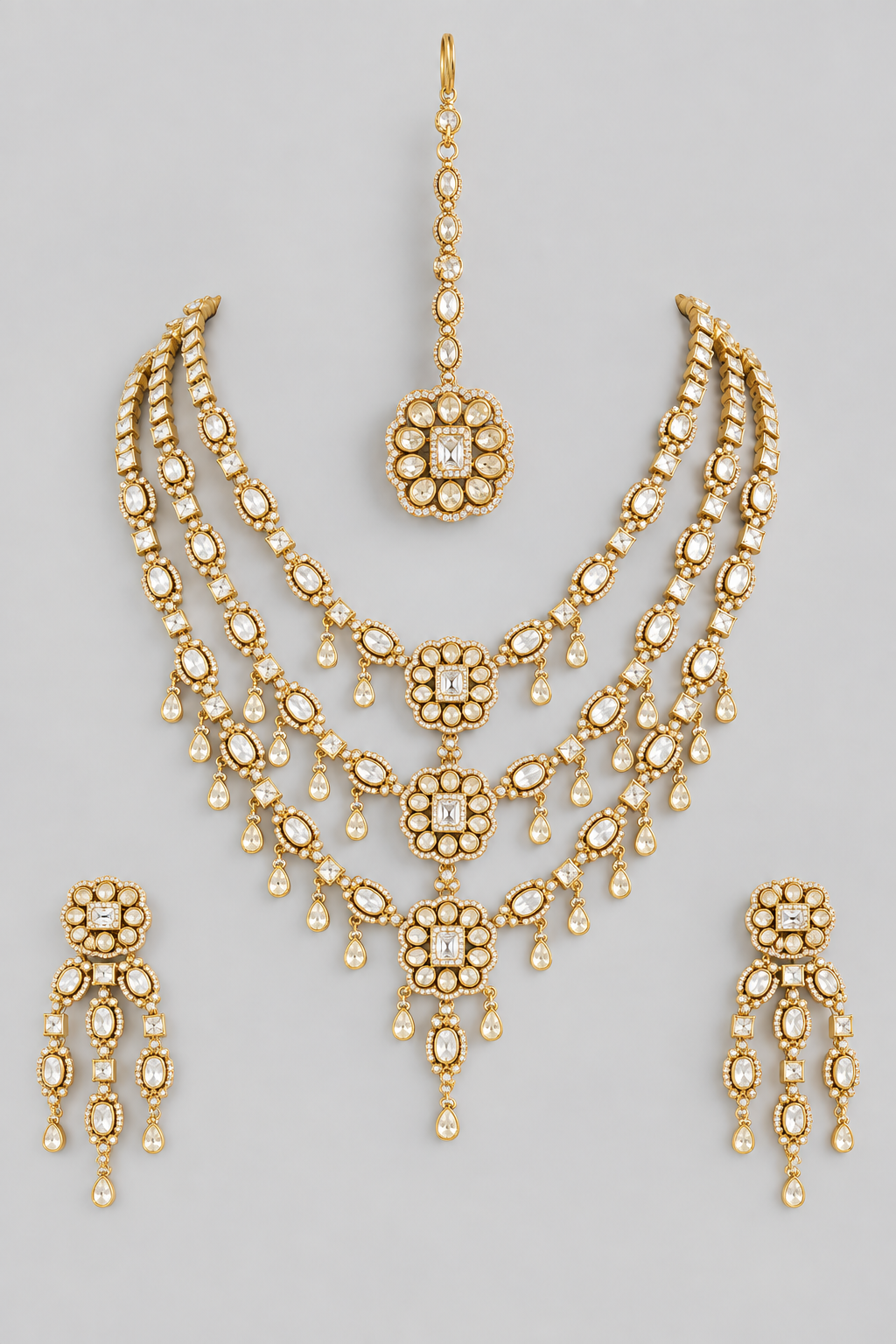 Fatiha Gold Finish Moissanite Bridal Set