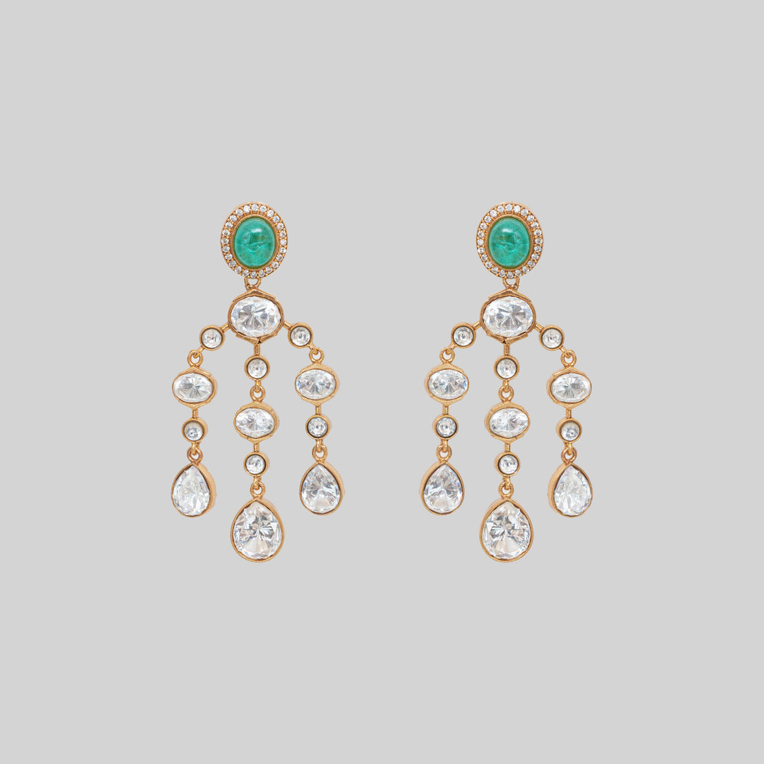 Aaru Green Moissanite Danglers
