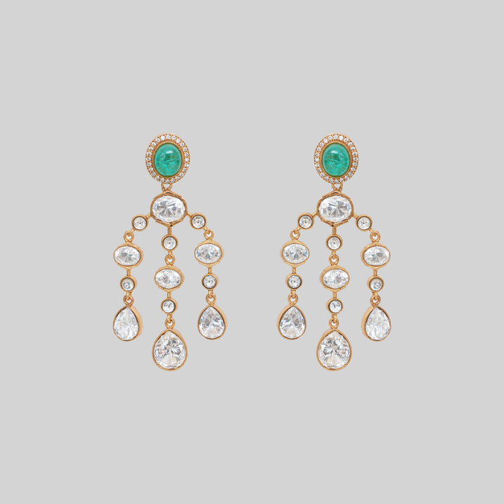 Aaru Green Moissanite Danglers