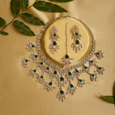 Damini Big Emerald Necklace set zevarbygeeta