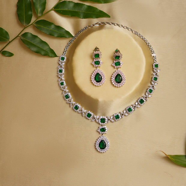 Elisha Emerald Diamond Necklace set zevarbygeeta