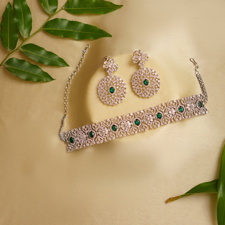 Delisha Emerald Choker Necklace set zevarbygeeta