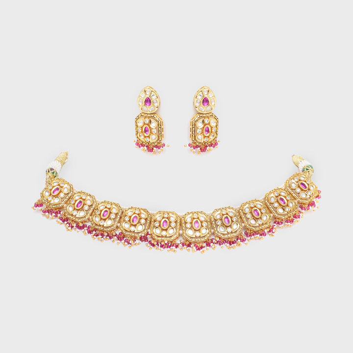Jahzara Pink Kundan Necklace Set