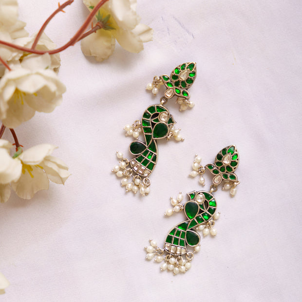 Femina Emerald Silver Earrings zevarbygeeta
