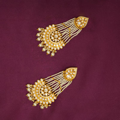 Inaya pearl String Kundan Earrings zevarbygeeta