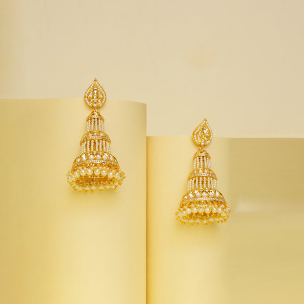 Anoor Pearl Kundan Jhumkis zevarbygeeta