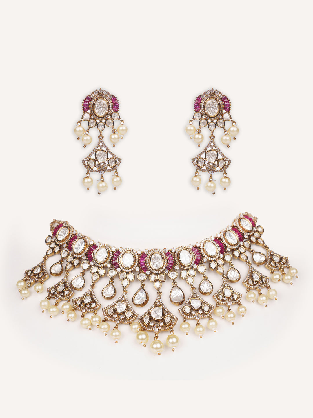 Neyati Pink Polki Necklace Set