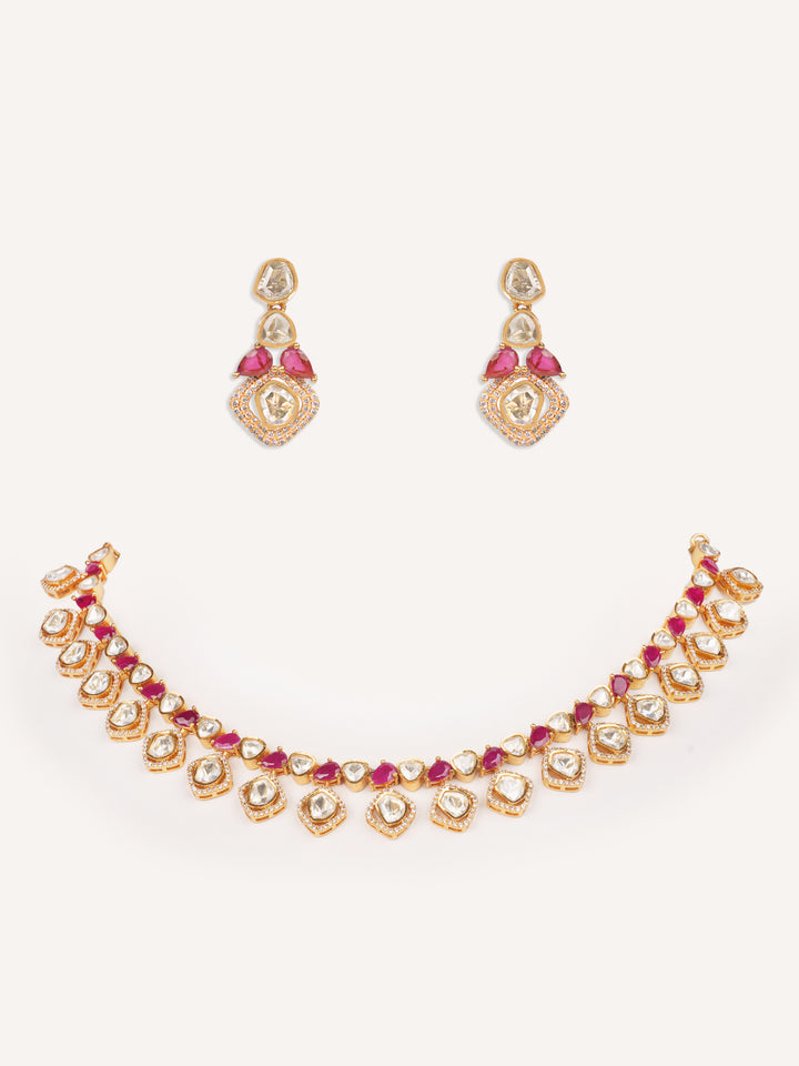 Shiyana Red Moissanite Necklace Set