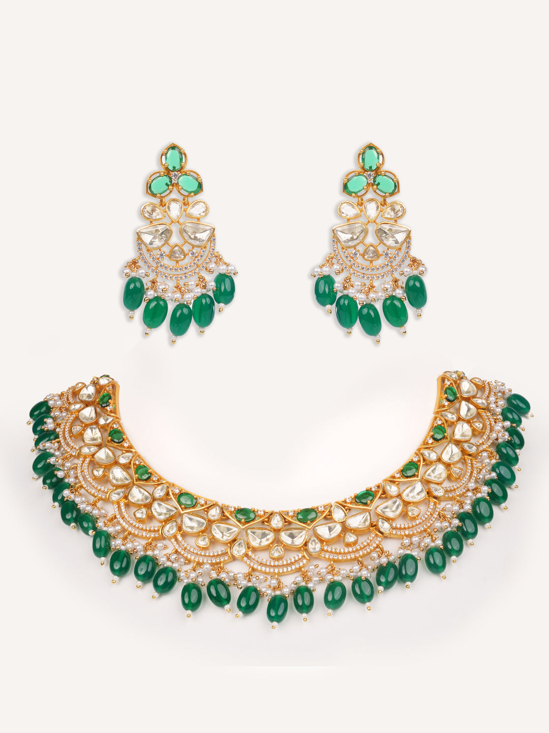 Aamira Green Moissanite Necklace Set