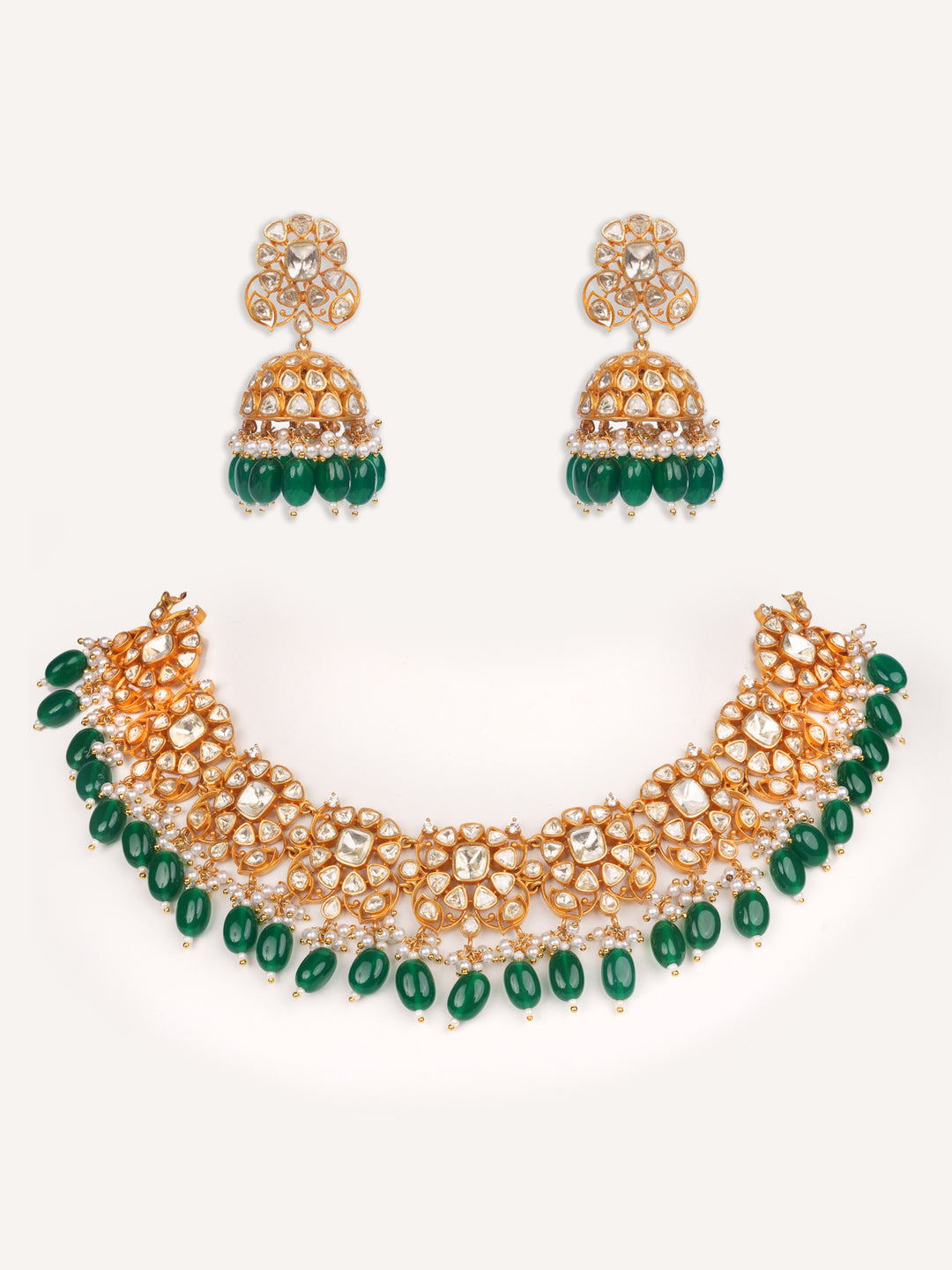 Sarisha Green Moissanite Necklace Set