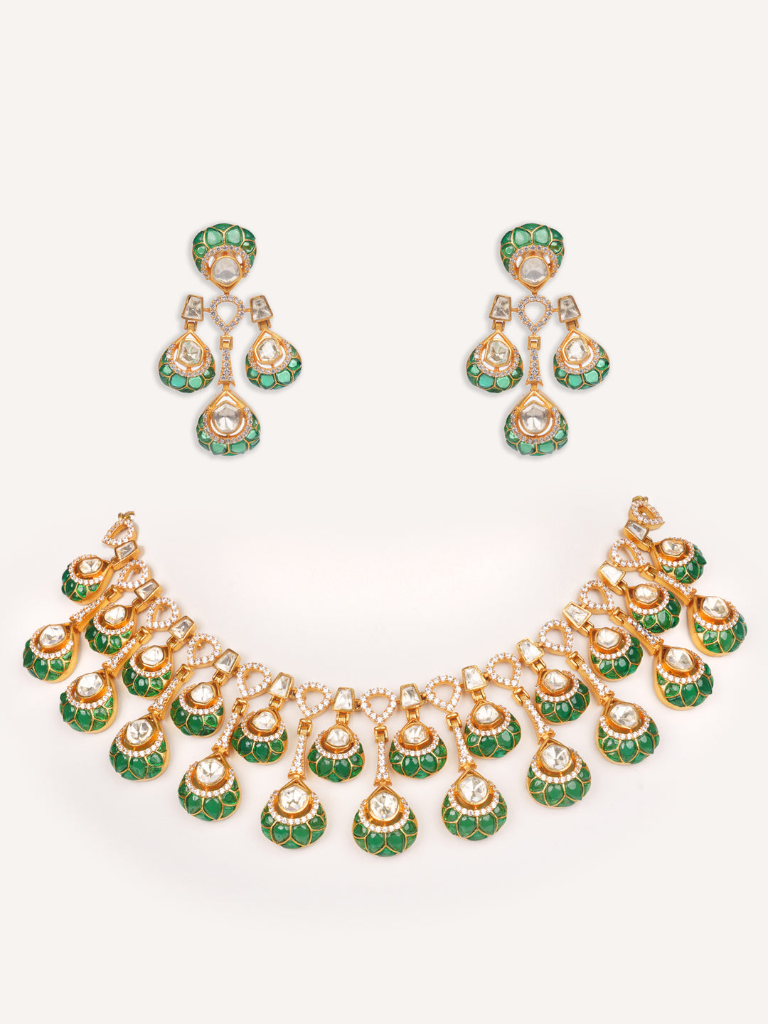 Zinia Green Moissanite Necklace Set