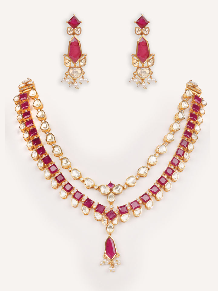 Varali Red Moissanite Long Set