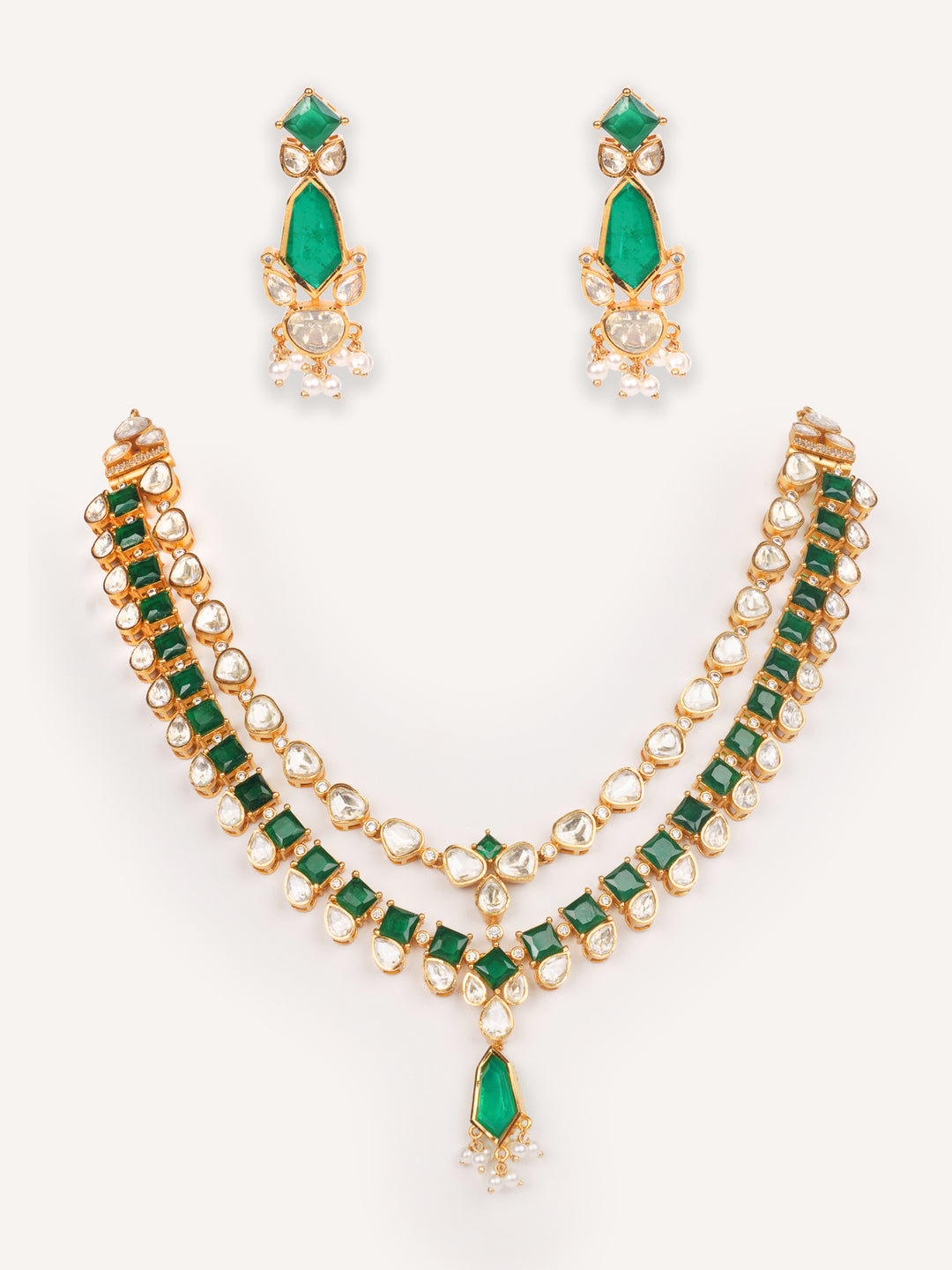 Varali Green Moissanite Long Set
