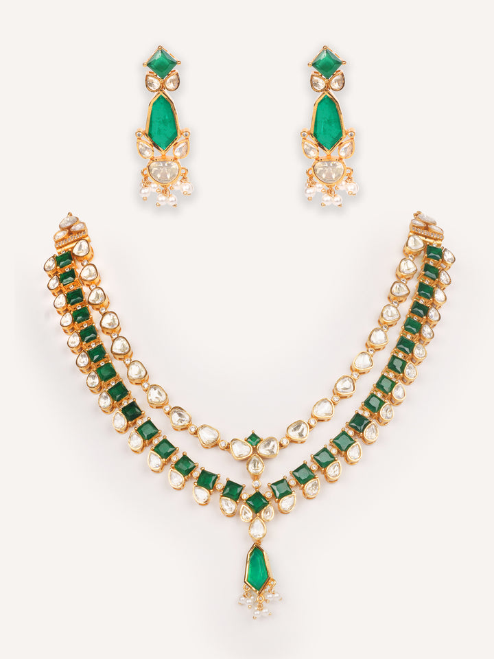 Varali Green Moissanite Long Set