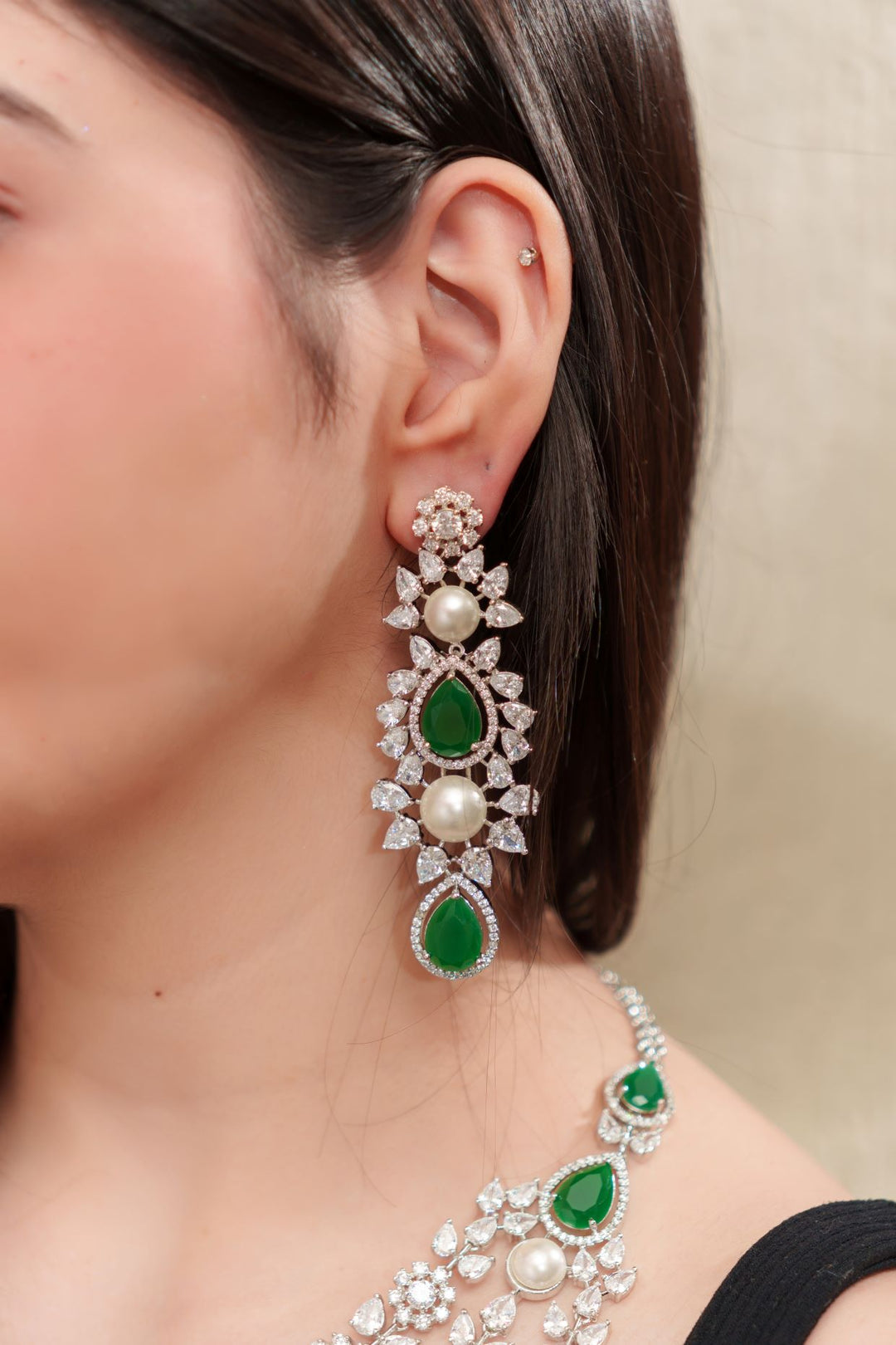 Reet Emerald Diamond Long Set