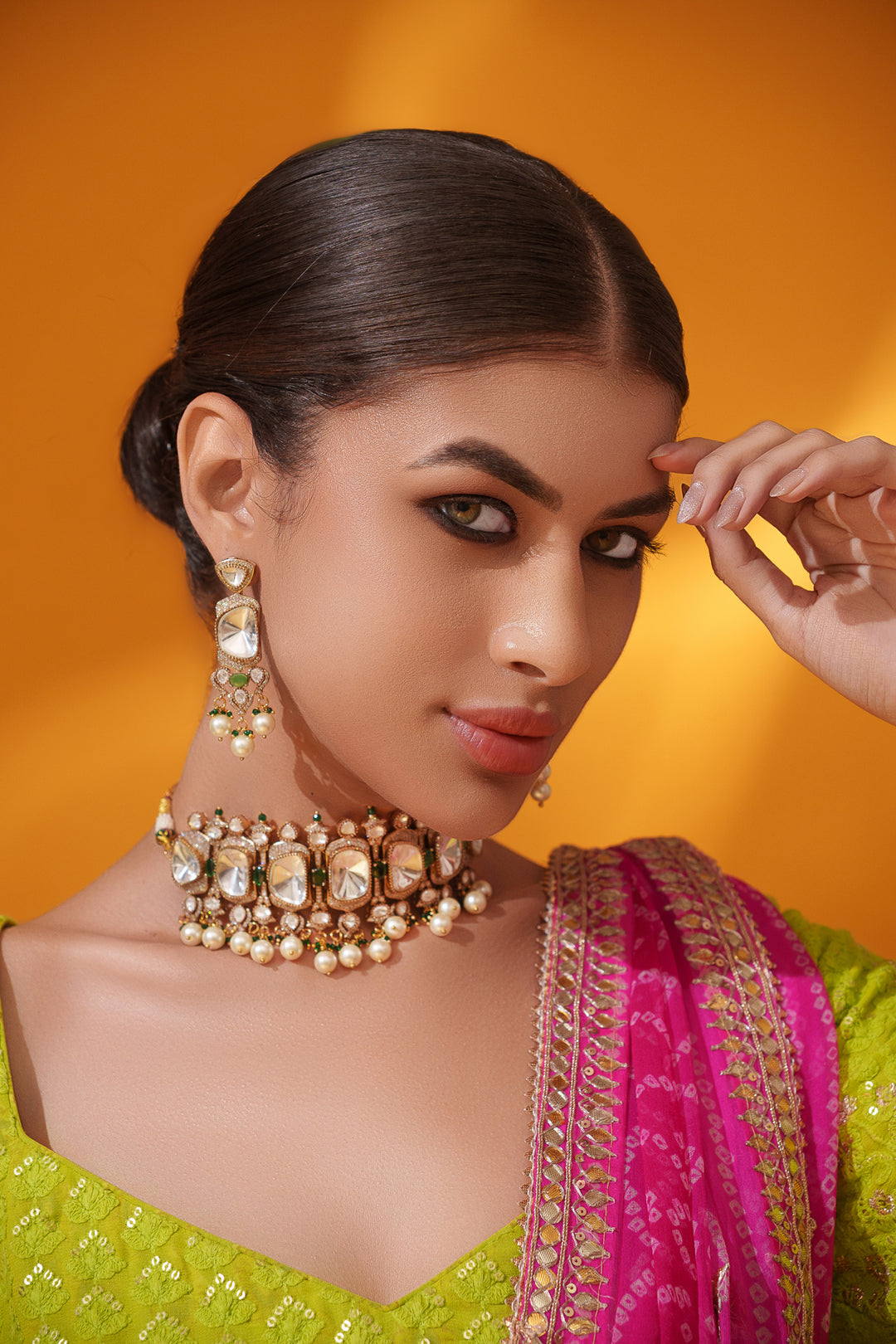 Raveena Green Polki Choker