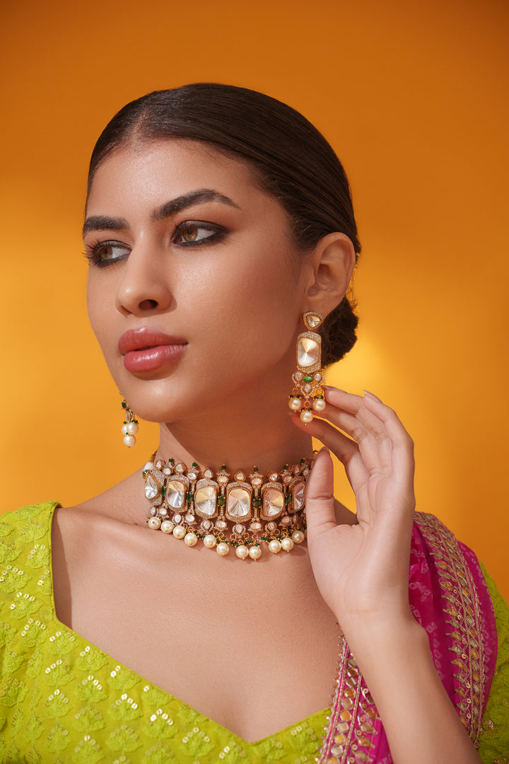 Raveena Green Polki Choker