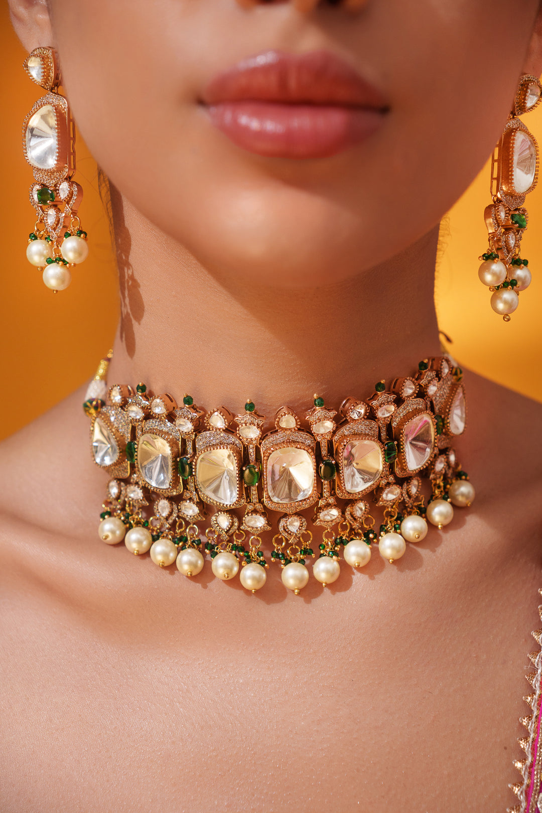 Raveena Green Polki Choker
