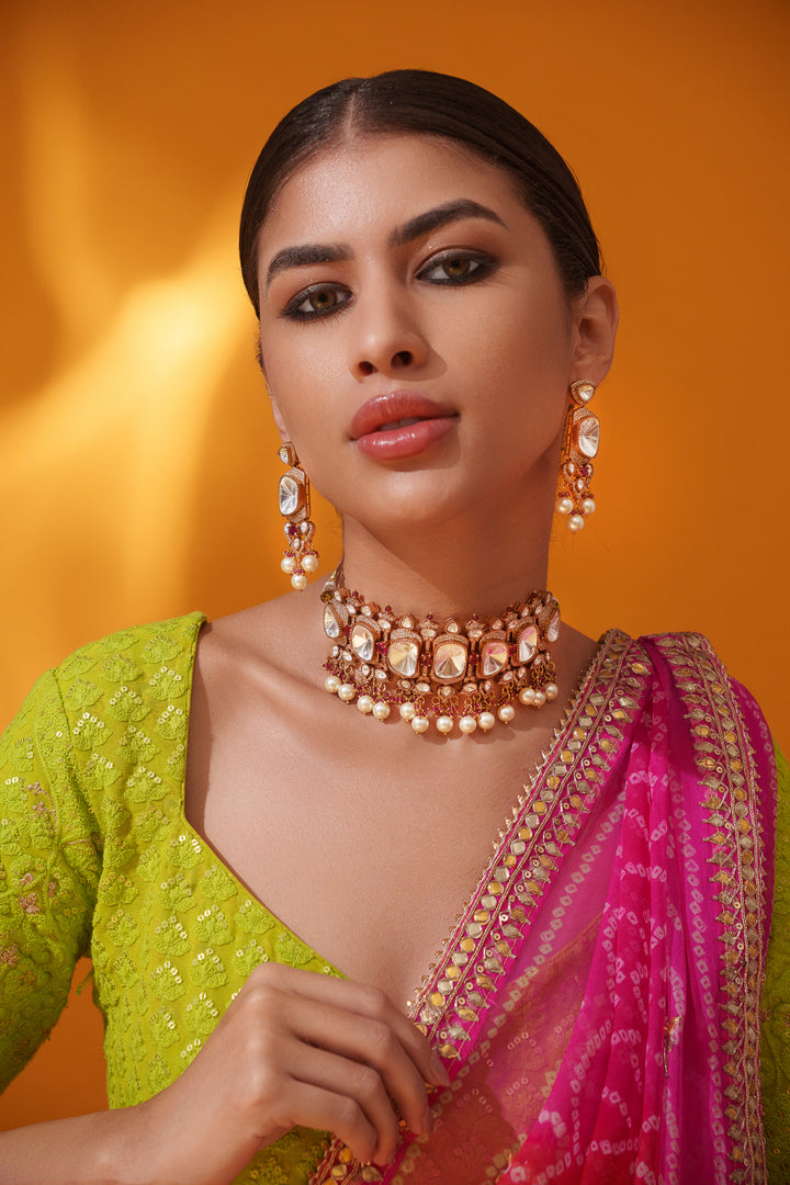 Raveena Red Polki Choker