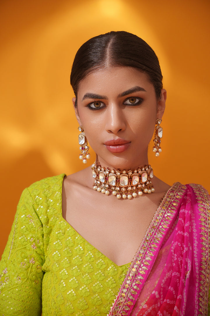Raveena Red Polki Choker