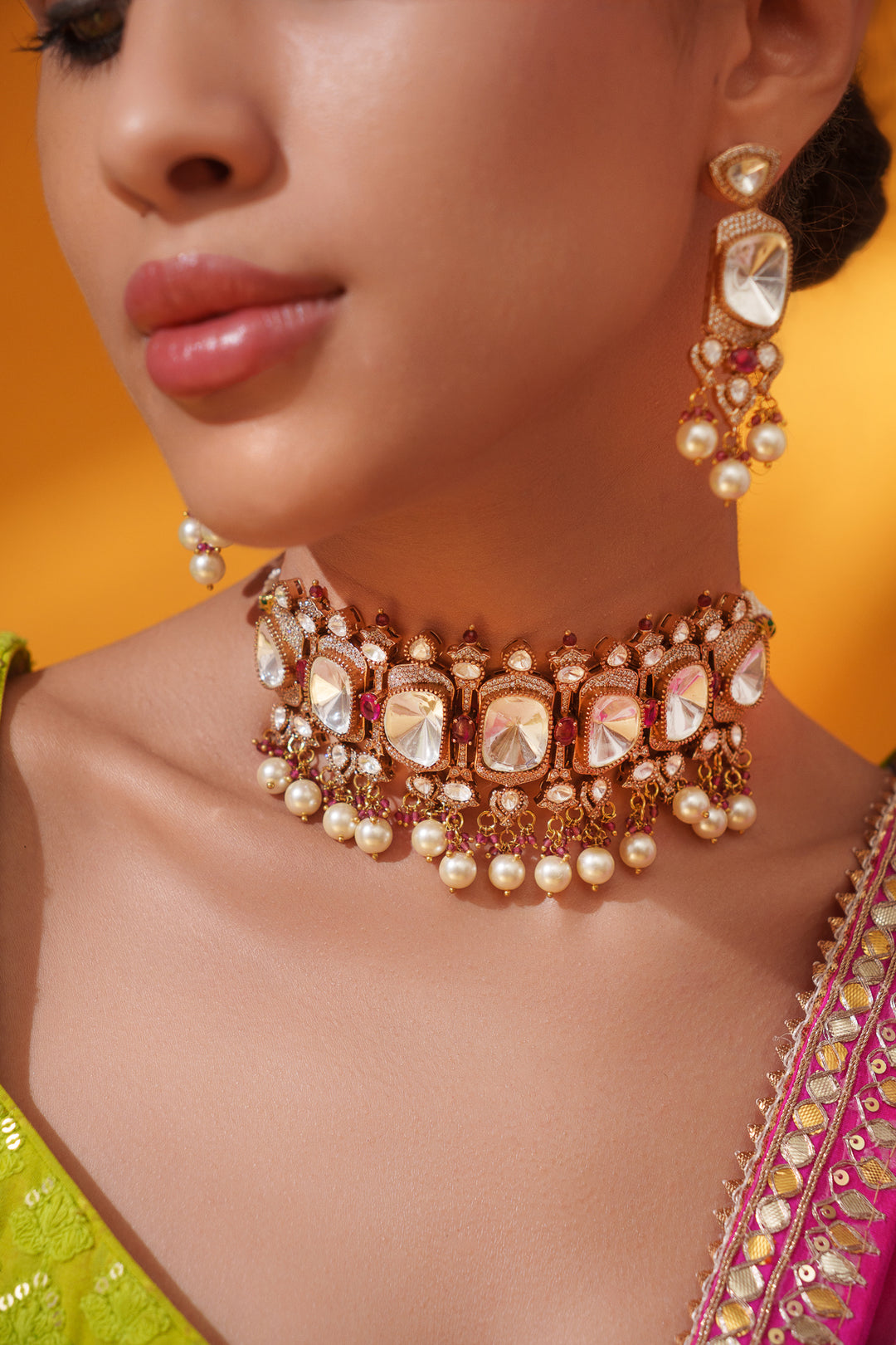 Raveena Red Polki Choker