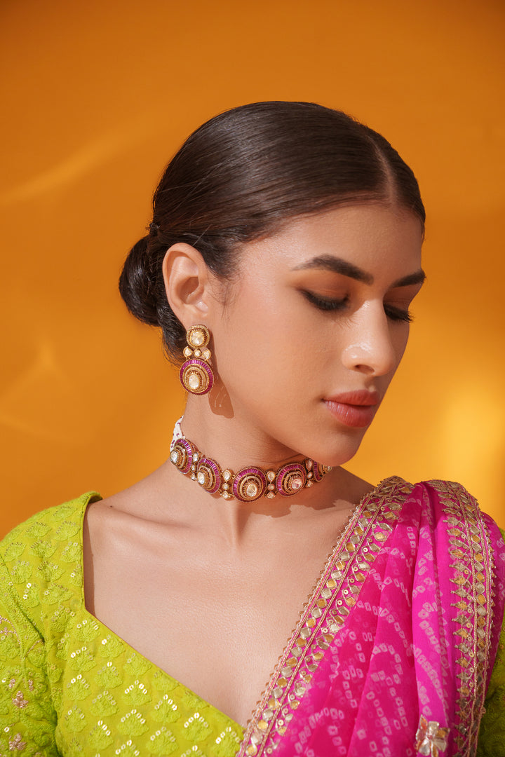 Tarisha Red Polki Choker