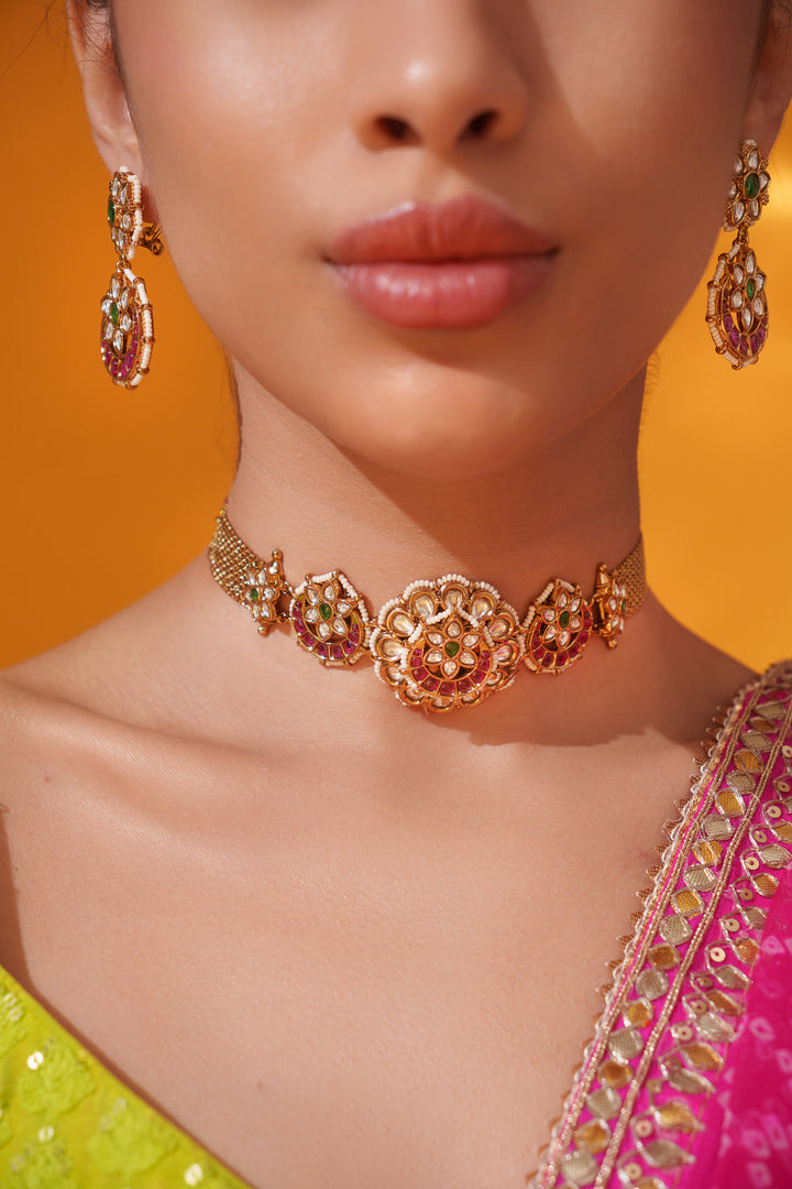 Taniraaz Pink Kundan Choker