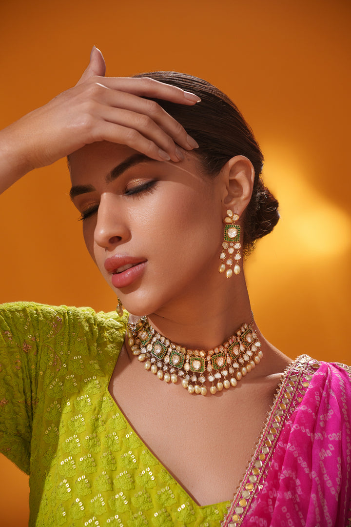 Arunika Green Polki Choker