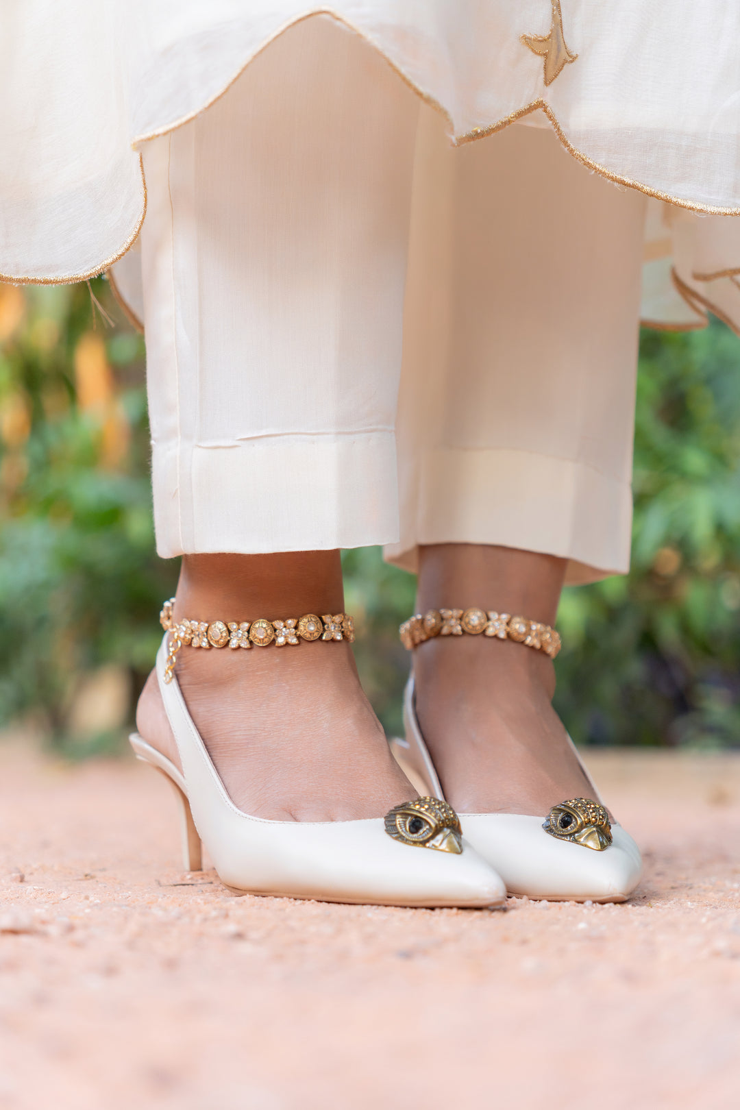 Tara Gold Finish Kundan Polki Anklets