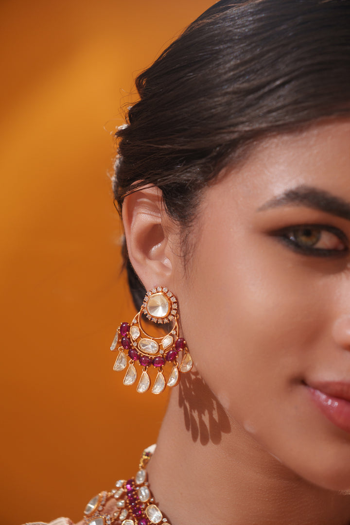 Nivriti Red Moissanite Necklace Set