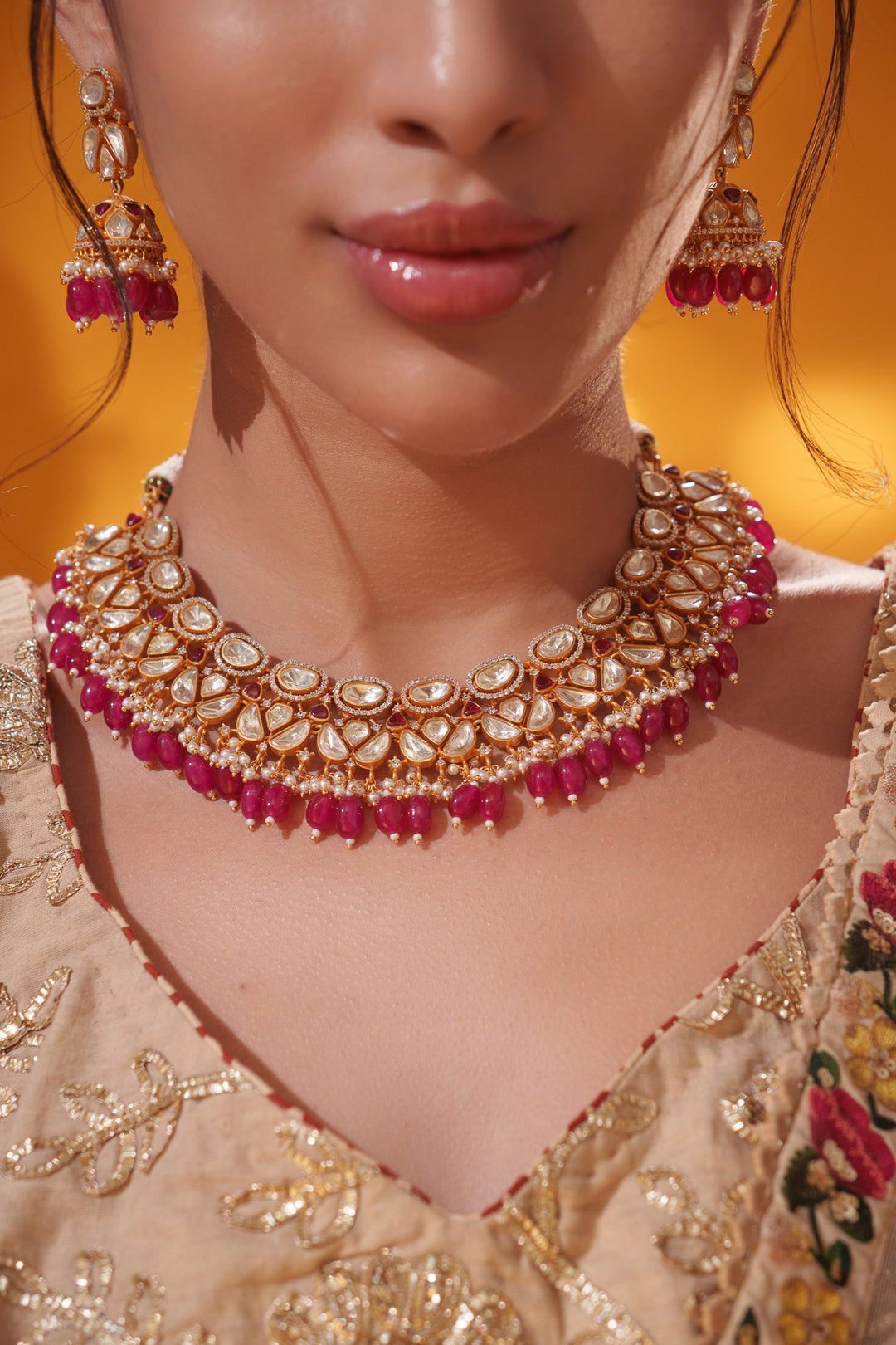 Rida Red Moissanite Necklace Set