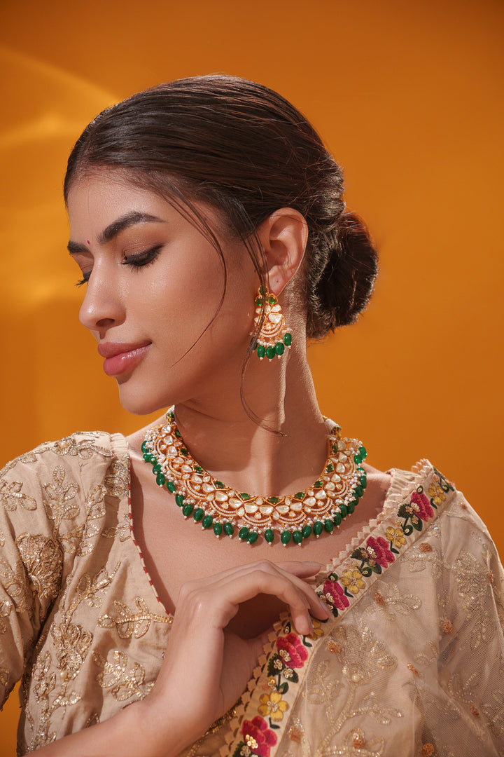Aamira Green Moissanite Necklace Set