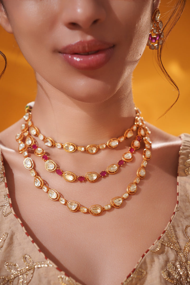 Aarohi Red Moissanite Long Set