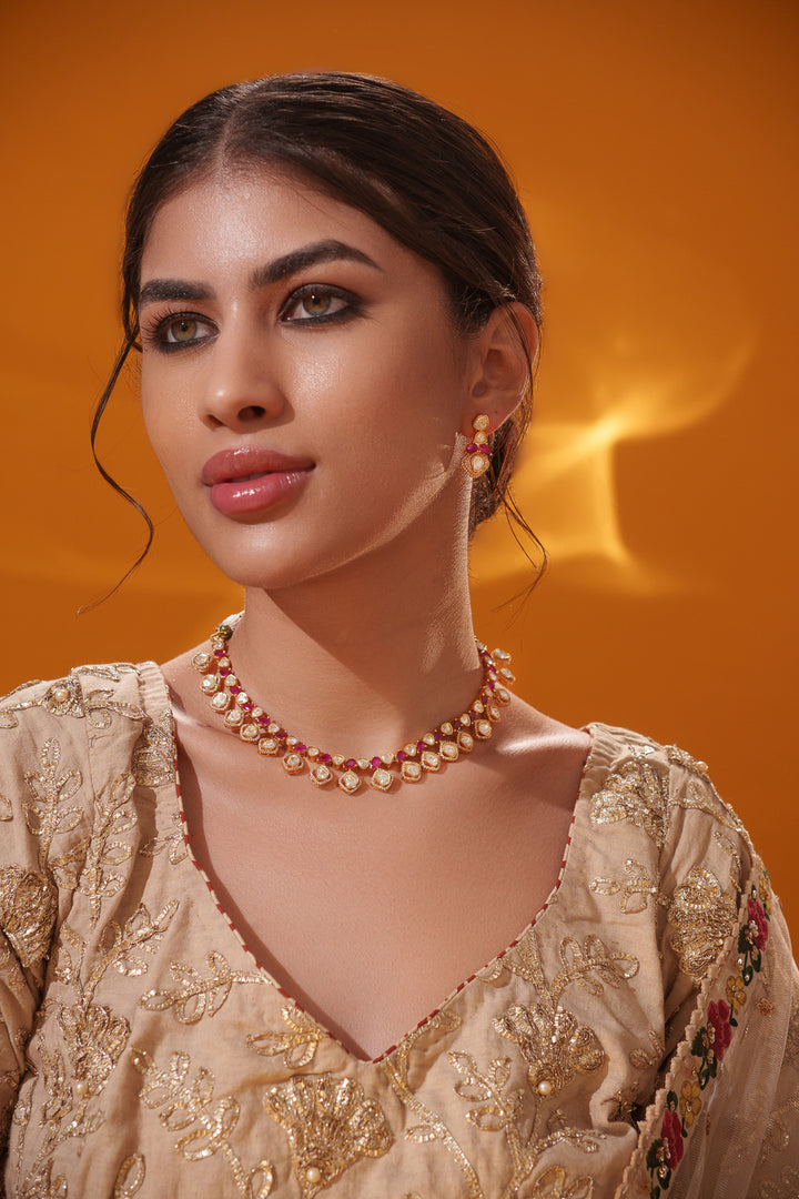 Shiyana Red Moissanite Necklace Set