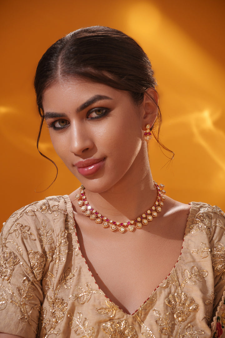 Shiyana Red Moissanite Necklace Set
