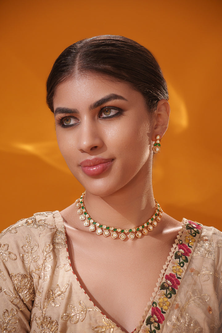Shiyana Green Moissanite Necklace Set