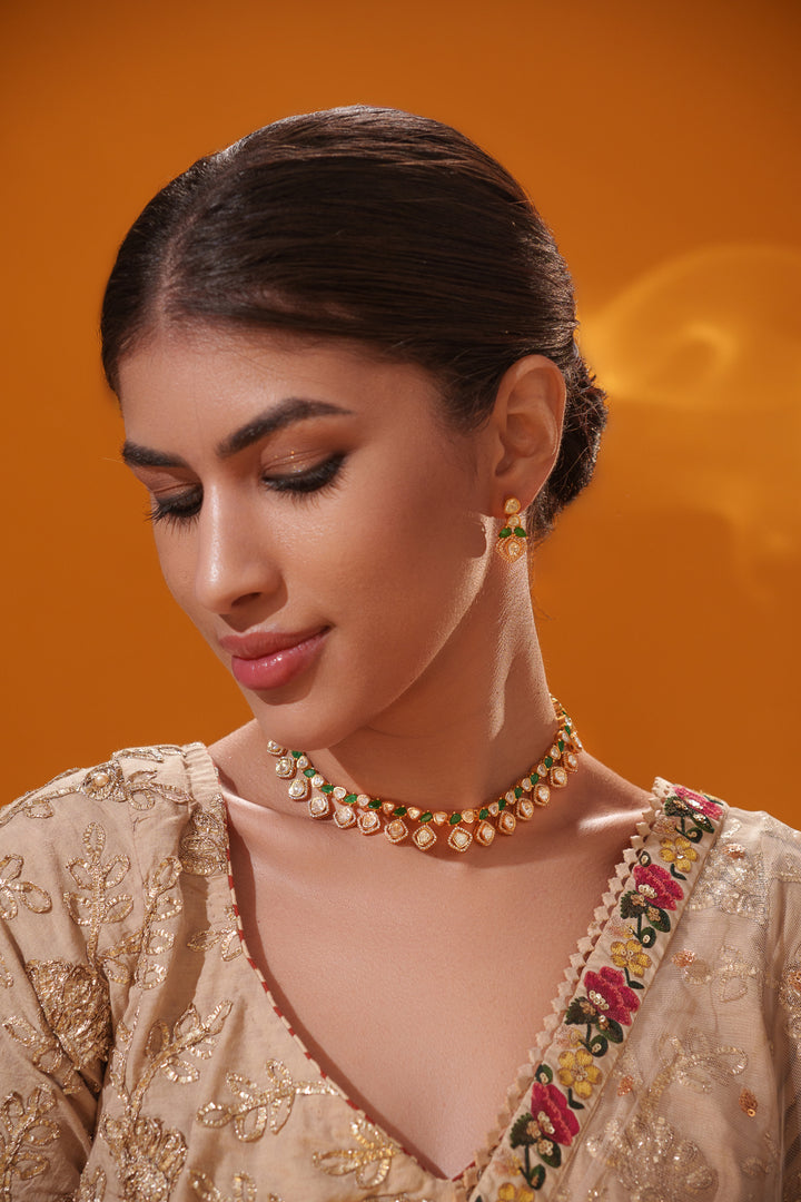 Shiyana Green Moissanite Necklace Set