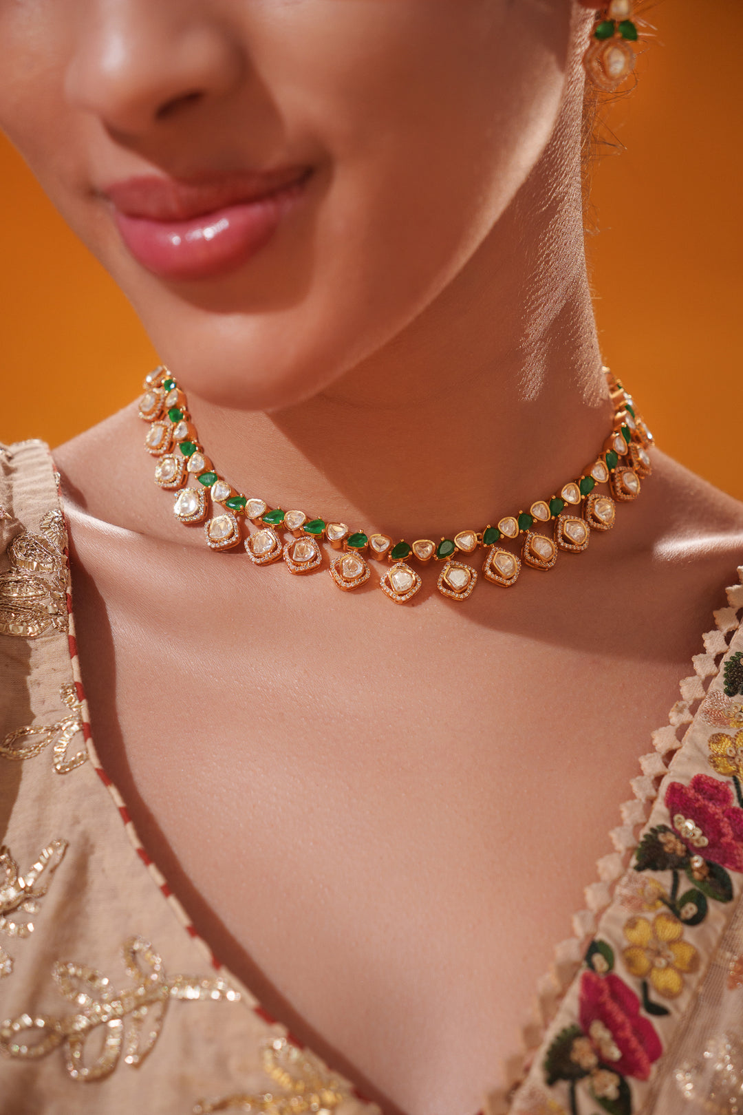 Shiyana Green Moissanite Necklace Set