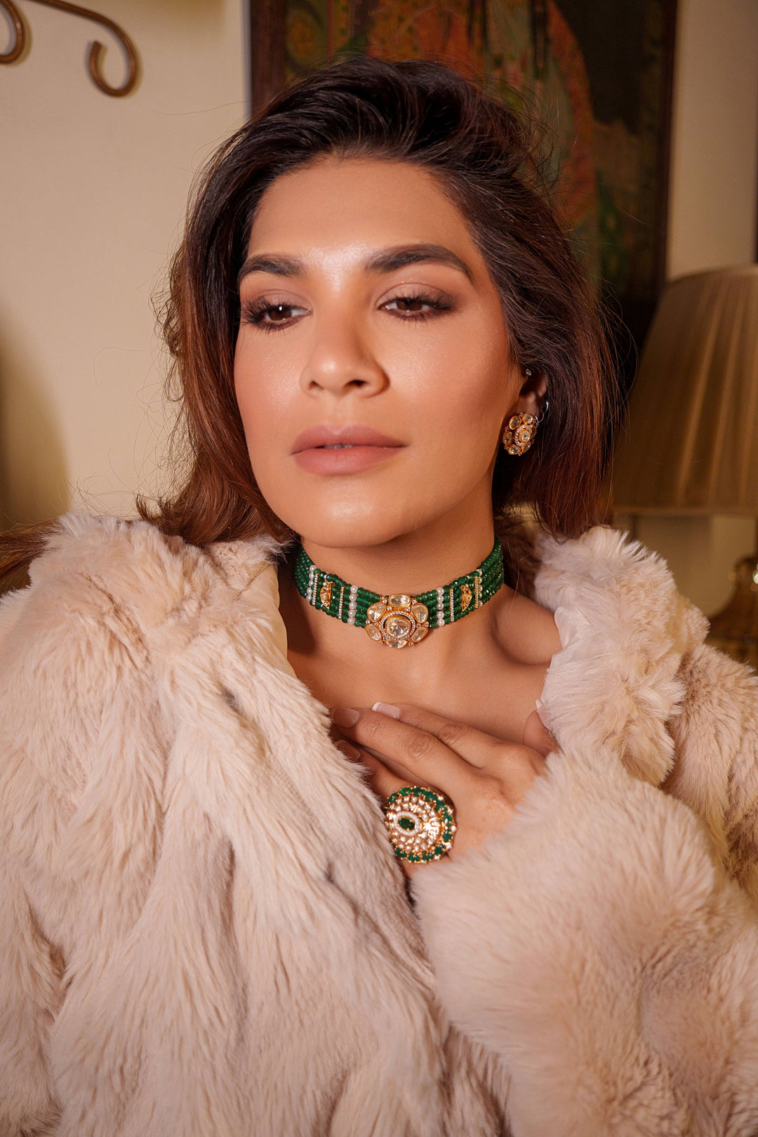 Anvikaa Green Moissanite Choker