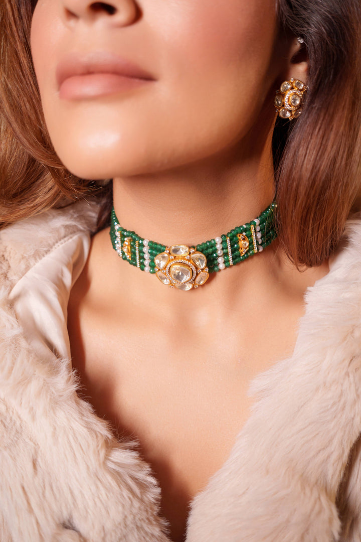 Anvikaa Green Moissanite Choker