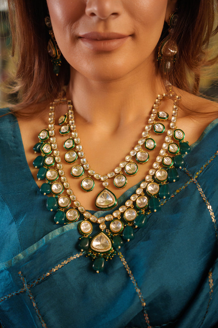 Hina Green Polki Long Set