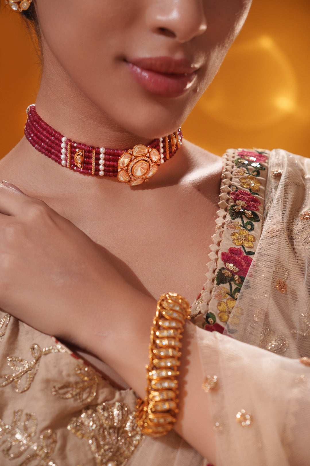 Anvikaa Red Moissanite Choker