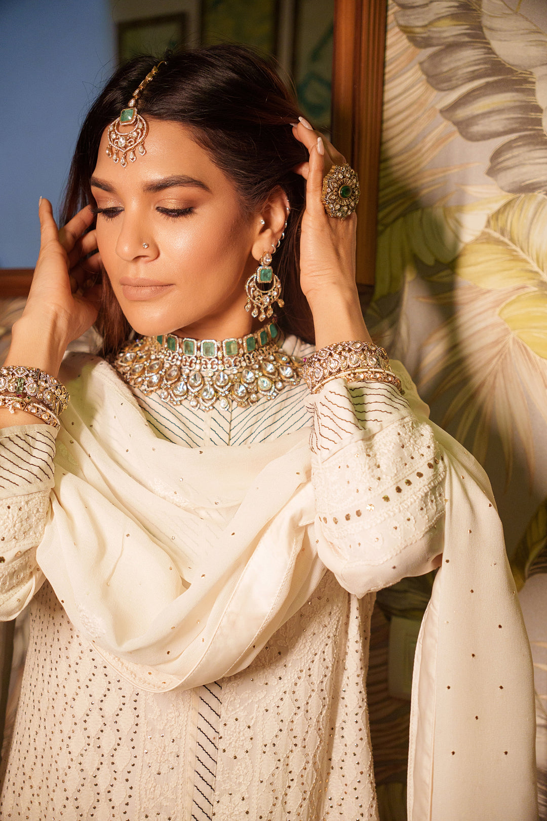 Zubaida Green Polki Bridal Set