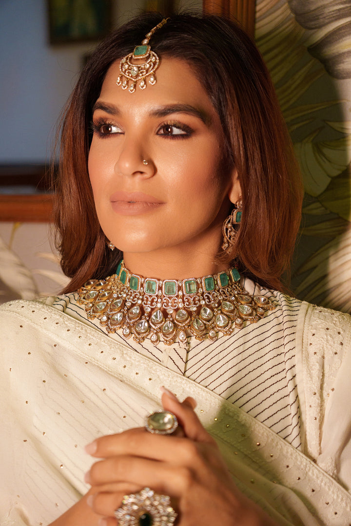 Zubaida Green Polki Bridal Set